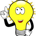 a cartoon ligth bulb who just got an idea he is yellow and bright