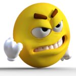 aggravated emoji with his fist out
